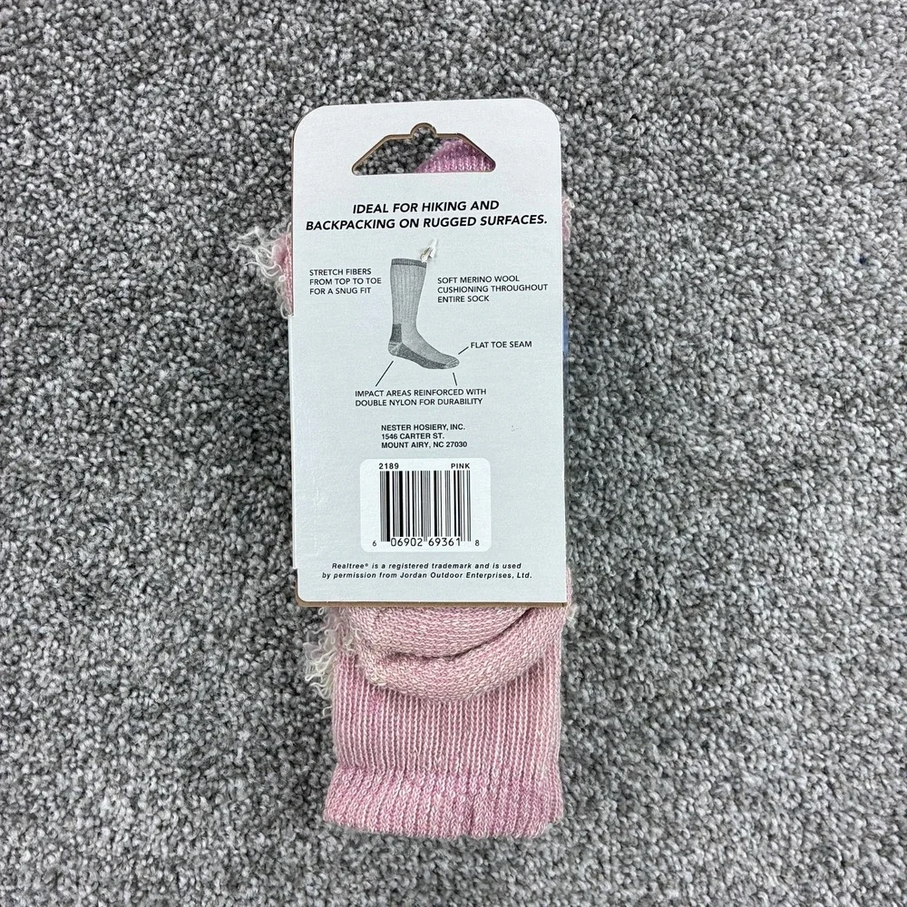 Realtree Hiking Socks Women's Medium Pink Merino Wool 1 Pair Midweight Size 6-10